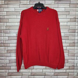 Chaps‎ Ralph Lauren Sweater Men's Large Red Pullover Hand Framed Cotton Outdoors